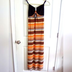 Julia spaghetti strapped black laced breast multicolored maxi dress size M/L